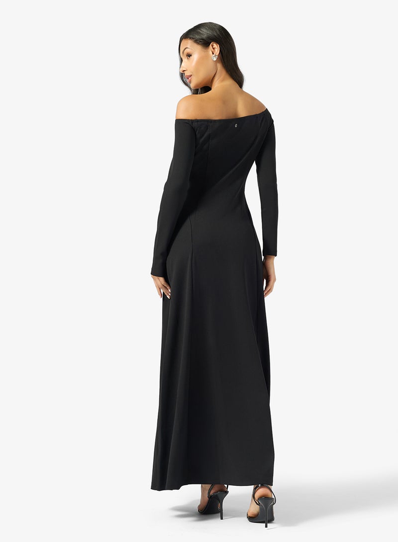 GUESS Evel Off Shoulder Long Sleeve Maxi Dress - Image 2